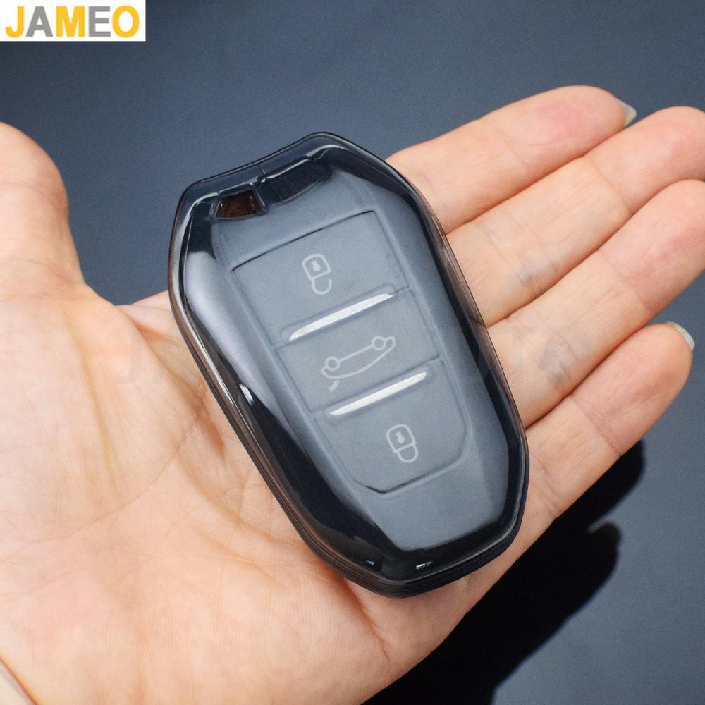 Transparent Tpu Car Key Case For Peugeot 208 308 T9 508 2008 For Citroen C4 For Opel Corsa Crossland X Remote Key Cover Keychain