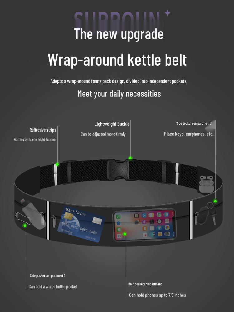 Unisex Elastic Running Waist Pack - Multi-Functional Fitness Belt for Marathon & Sports