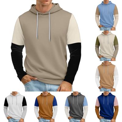 Men's Patchwork Sleeve Hooded Sweatshirt Light Casual Hooded Sweatshirt