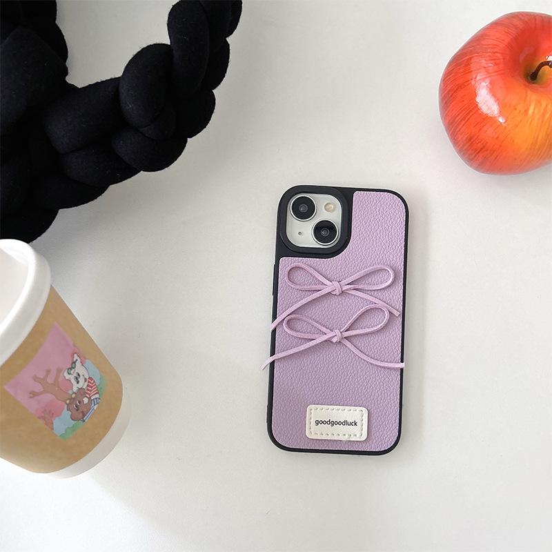

For Apple 17 Promax Leather Bow Simple Phone Case for IPhone 16 Anti Fall Women s New 14 For iPhone 17Promax