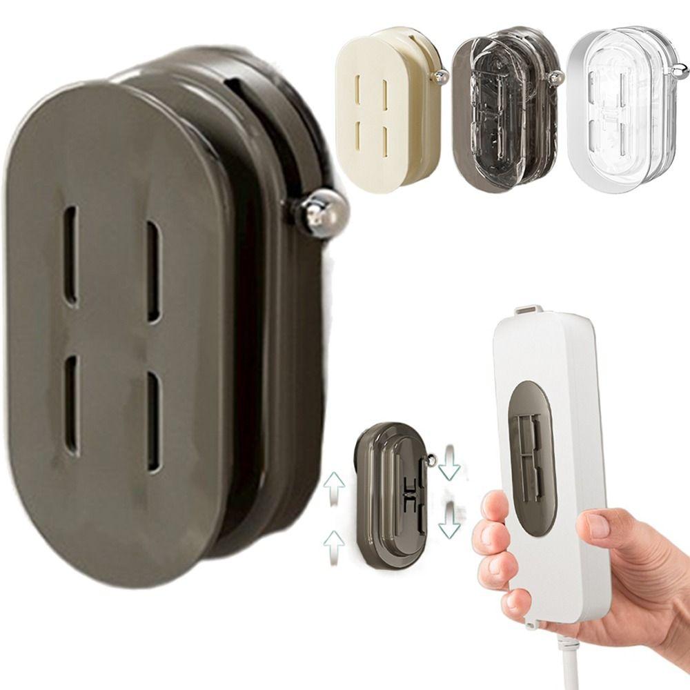 Suction Cup 2 in 1 Power Strip Fixer Punch-Free Outlet Fixing Rack Hanging Power Socket Stand  Home