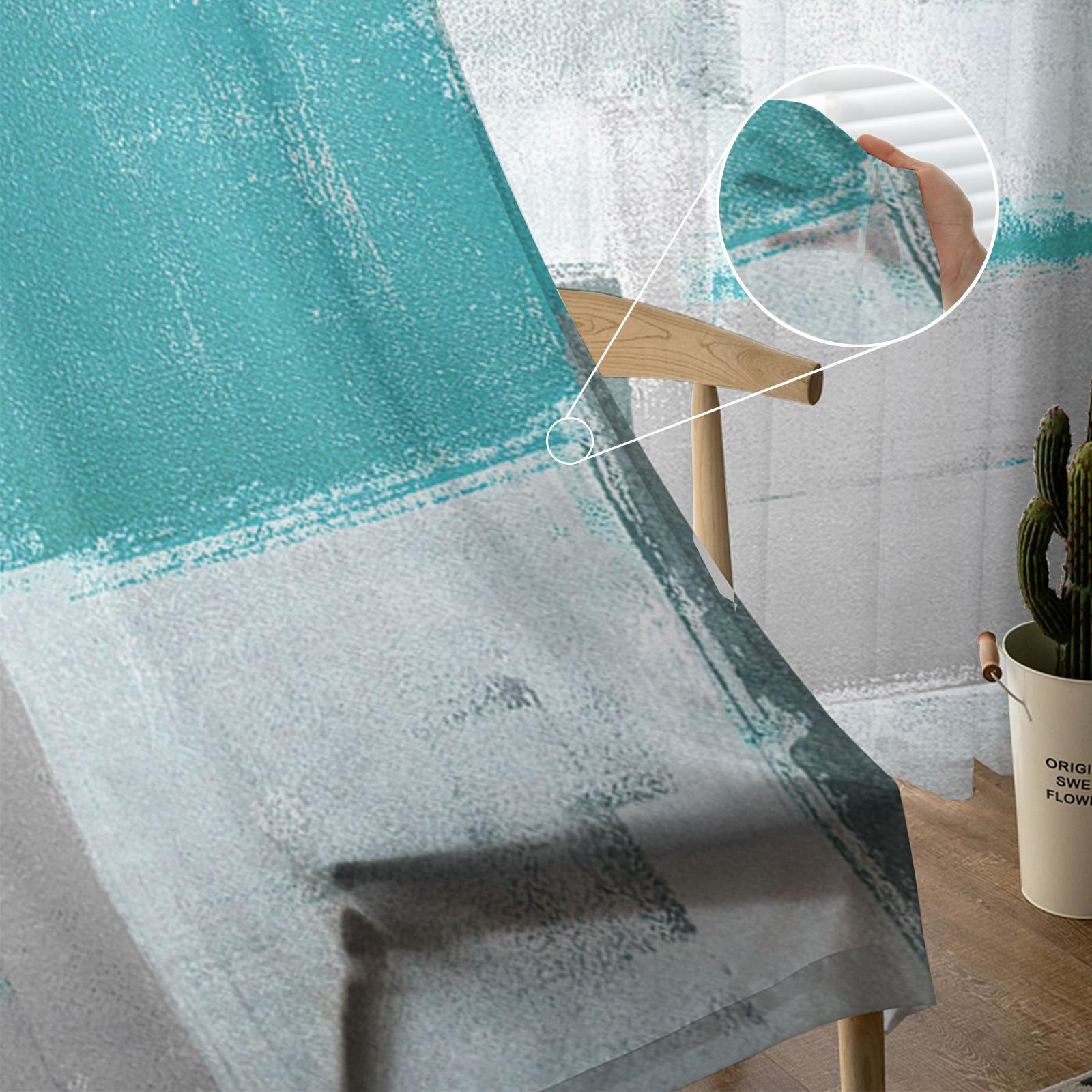 Картина маслом Абстракция Геометрия Аква Вуаль Прозрачные Шторы Гостиная Окно Тюль Шторы — фото 5