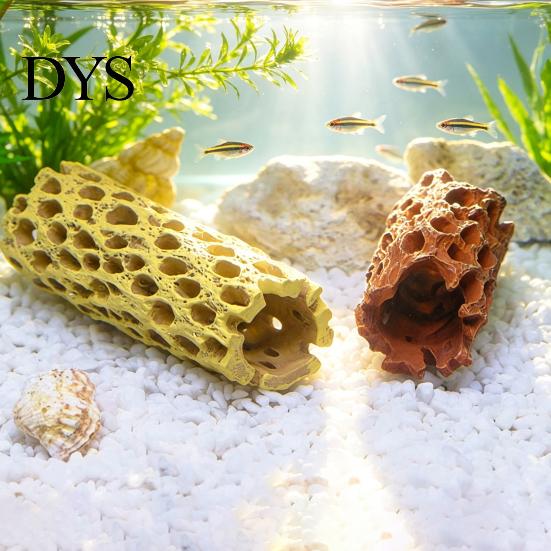 Aquarium Shrimp Cave Cave, Artificial Tree Trunk Hide, Fish Tank Natural Wood Texture Ornament Hideout, Realistic for Betta Hiding And Resting