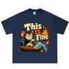 This Is Fine Cat Chaos Funny Cat Meme TShirt Unisex Unisex Hiphop Tshirt Summer Shortsleeved Loose Casual Hiphop Cotton Tshirts