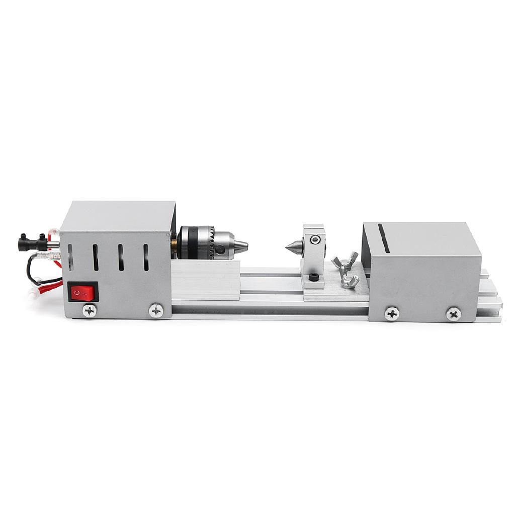 DC 12-24V Mini Lathe Beads Machine Woodwork DIY Lathe Standard Set with Carving Cutter Wood Lathe