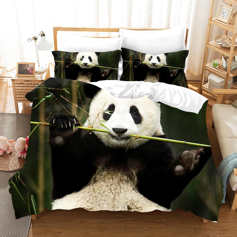 3D Panda Bedding Set Lovely China Black White Animal Duvet Cover King Queen Bamboo Comforter Cover 2/3Pcs Quilt Cover