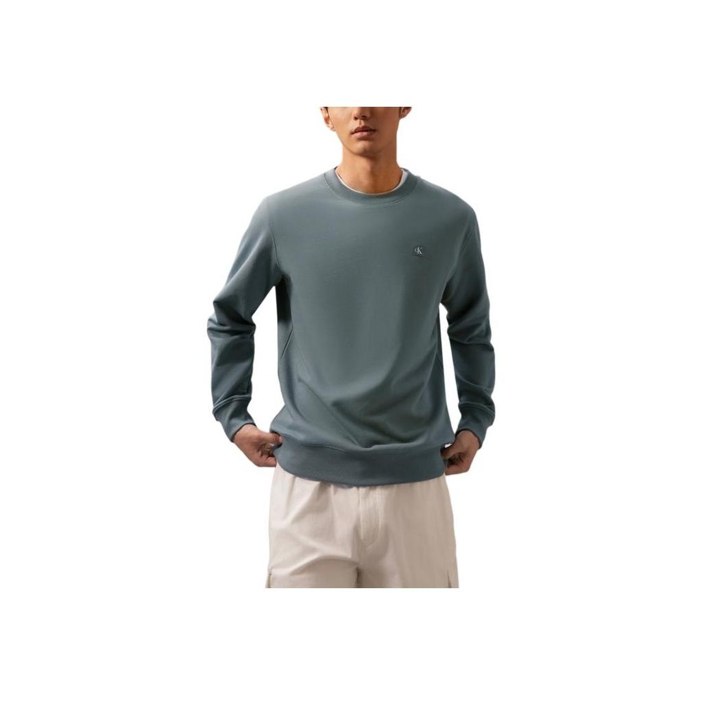 Calvin Klein Solid Color Crew Neck Pullover Sweatshirt Men Tops Gray-Green J320775-CFQ