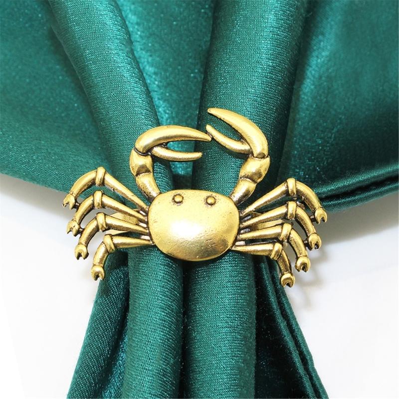 Elegant Gold Crablet Design Metal Napkins Clip Secure Holds Fabric Napkins for Dining Table Decoration