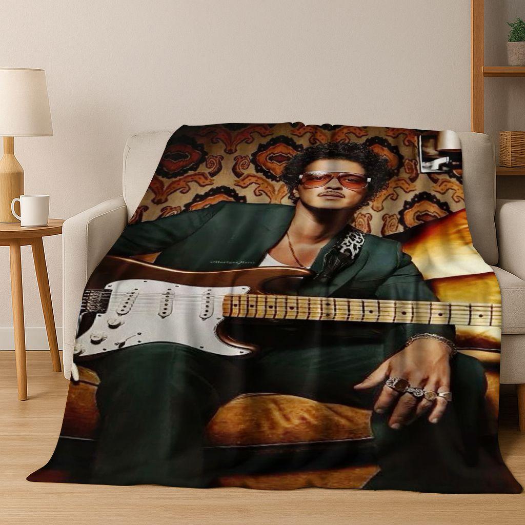 3D Bruno Mars Superstar Flanelldecke, kuschelweiche Überwurfdecke für Zuhause, Schlafzimmer, Bett, Sofa, Picknick, Büro, Geschenk für Kinder