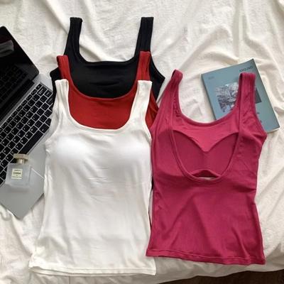 Red Bal Strap Vest Women's Tight Elastic Ort Top with Chest Pad Ort Wrap Chest Irt Autumn Outdoor Wear Sports Top