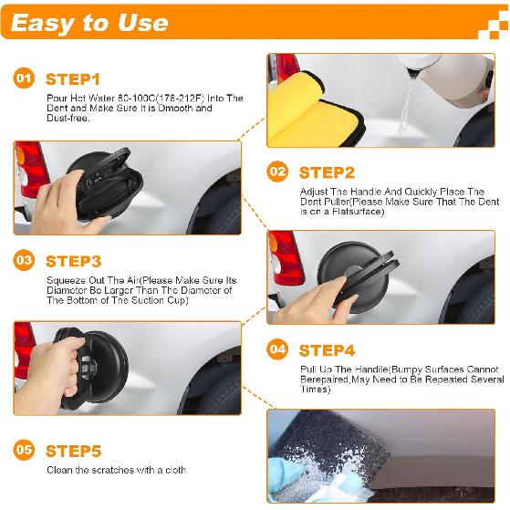 Dent Puller, 7 Pack Car Dent Puller, Suction Cup Dent Removal Kit For Paintless Dent Repair - Auto Body Repair Tool For Dents, Doors, Objects Moving