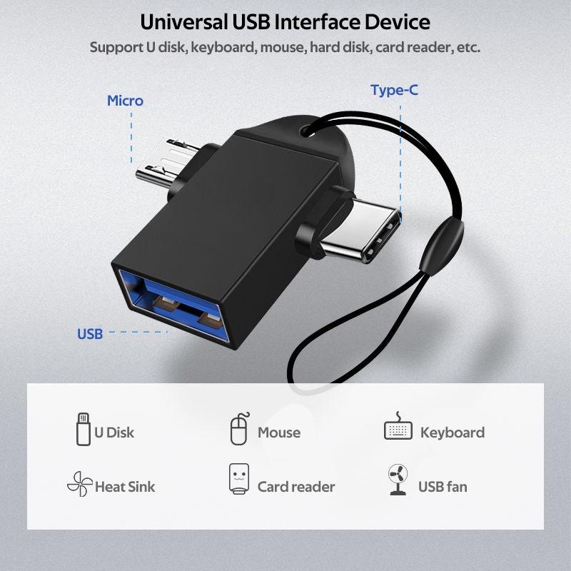 OTG Adapter USB Type C Micro USB 2 in 1 Android Mobile Phone Convertor U Disk Tablet OTG Connector USB3.0 OTG For Xiaomi