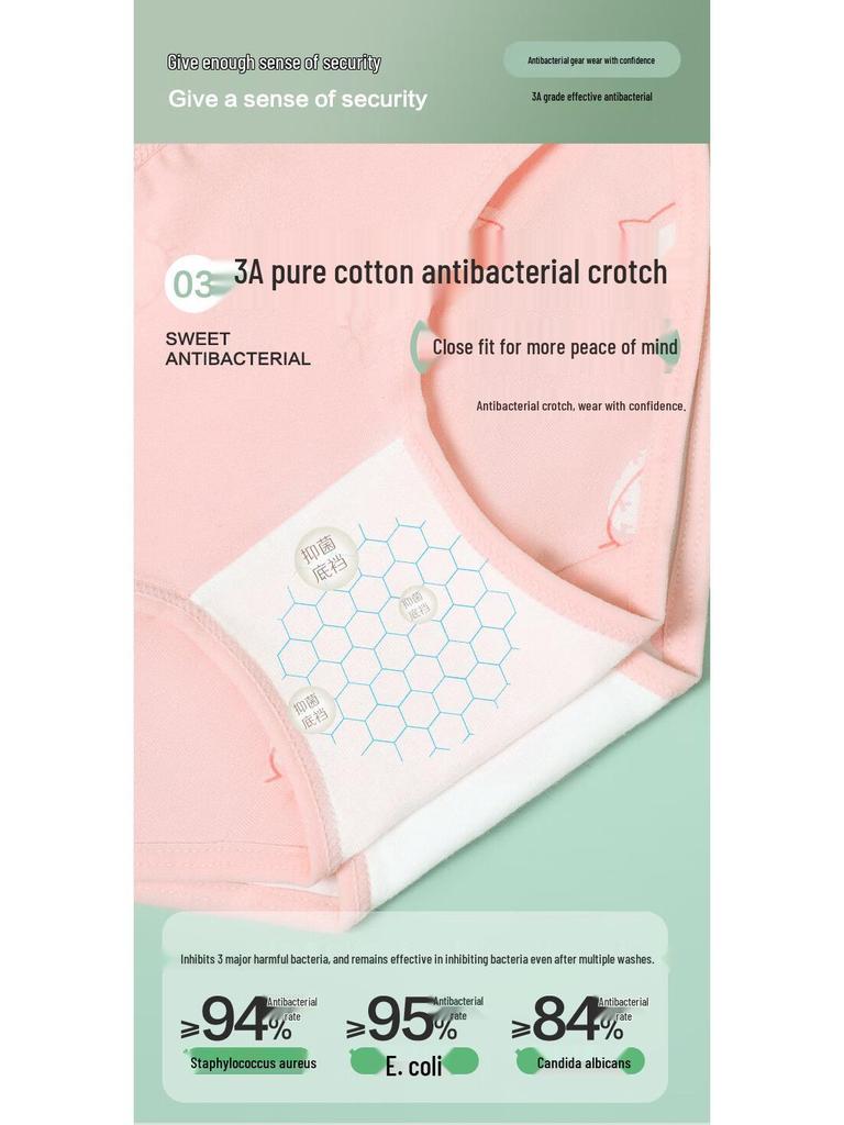 Hongdou Girls' 7-Pack Antibacterial Cotton Briefs