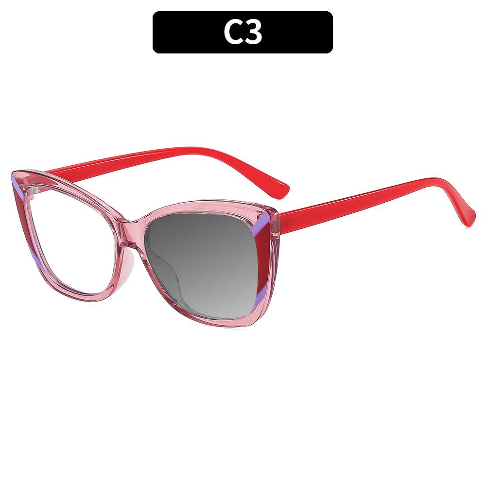 Neues Design Transparenter quadratischer Rahmen Photochromie Lesebrille Damen Blaulichtfilter Weitsicht Rezeptbrille 0~+600