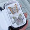 Heavy Industry Mori Series Exquisite Butterfly Dripping Oil Zir*****Pening Ring Niche Light Luxury High Sense Personality Ring Woman