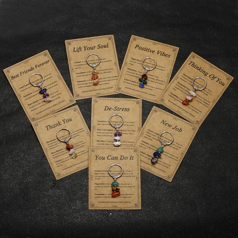 1 Piece Handmade Red Agate Card Combination Pendant Keyring  Natural Stone Beads String Keychain Gifts