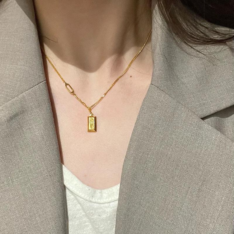 

Ожерелье из нержавеющей стали 316 с квадратным кулоном, модное водонепроницаемое ожерелье с металлическим воротником