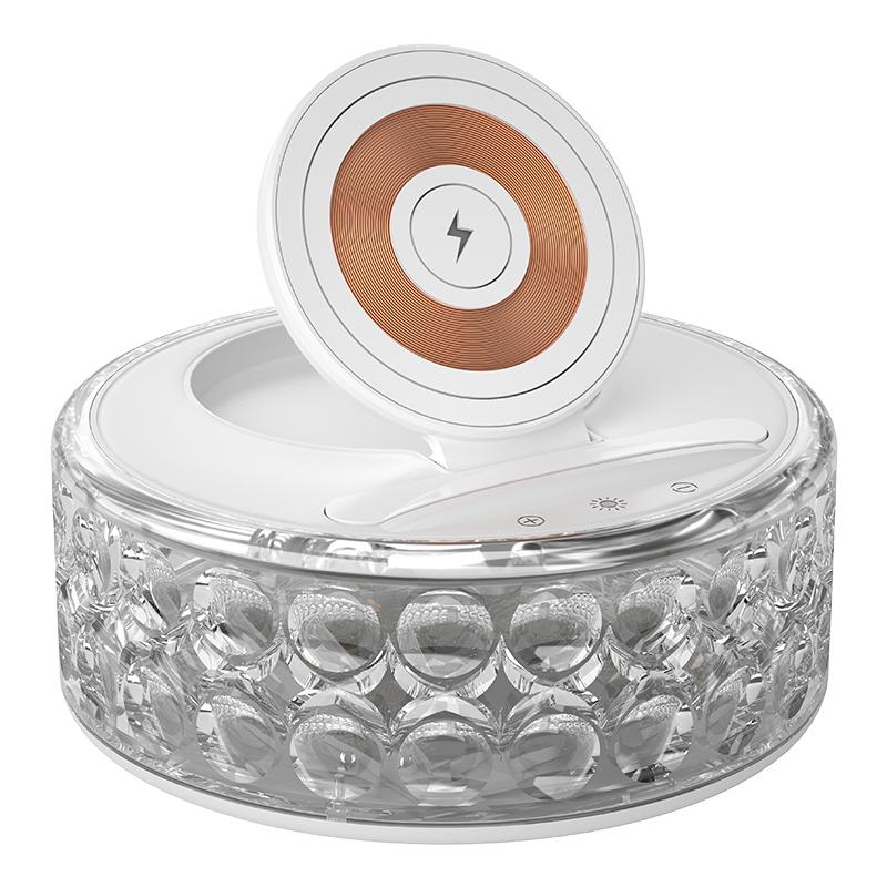 

F11 Multi-Function Crystal Night Light Mobile Phone Holder Desktop Wireless Charger Dock A