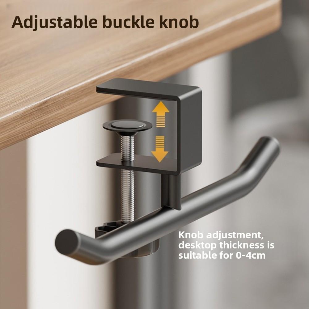 Carbon Steel Desk Edge Bag Hook Removable Adjustable Desk Headset Hanger Rotatable Punch-free Hanging Handbag Holder Office Desk