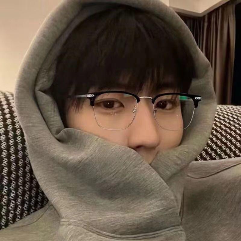 Anti-Blue Light Eyebrow Frame Flat Mirror Women'S Avant-Garde And Versatile Cool Handsome Myopia Glasses Frame Men