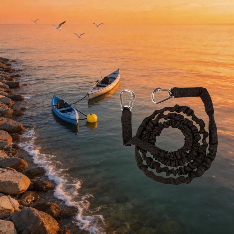 Boats Bungees Dock Line, Elastic Boats Bungees Mooring Line, Two Clip End and Protective Outer Sleeve for Water Sports Gear