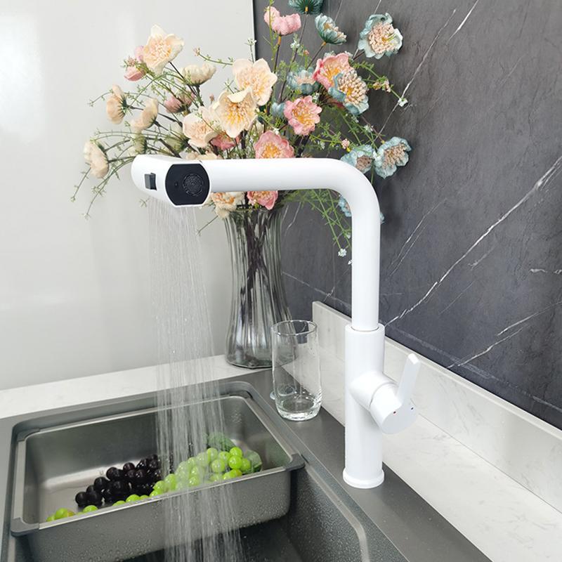 Nickel 304 Stainless Steel Pull-out Kitchen Faucet Waterfall Hot And Cold Mixed Water Sink Tap Multi-function Rinse Rotate