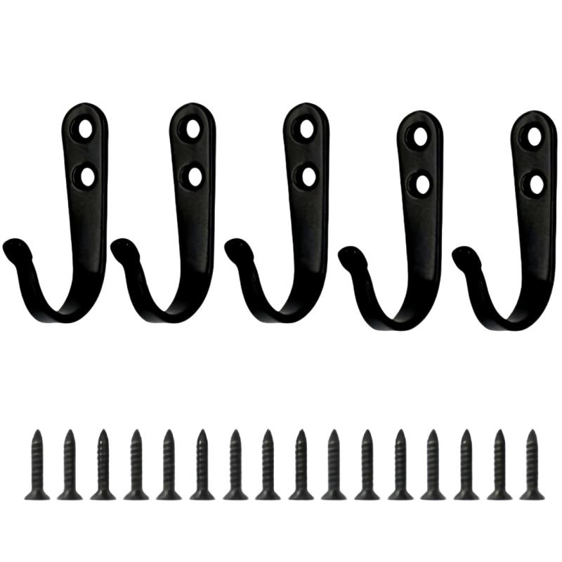 Heavy Duty Metal Wall Hooks Rustproof Iron Hooks with Free Screws for Towels Hats Backpacks Dog Leashes Kitchen Garage Storage