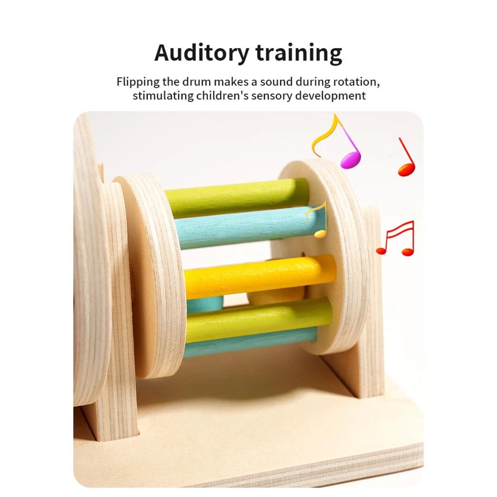 Montessori-Drehtrommel aus Holz für Babys – Frühförderung von 1- bis 3-Jährigen – Entwicklungsförderndes Weihnachtsgeschenk