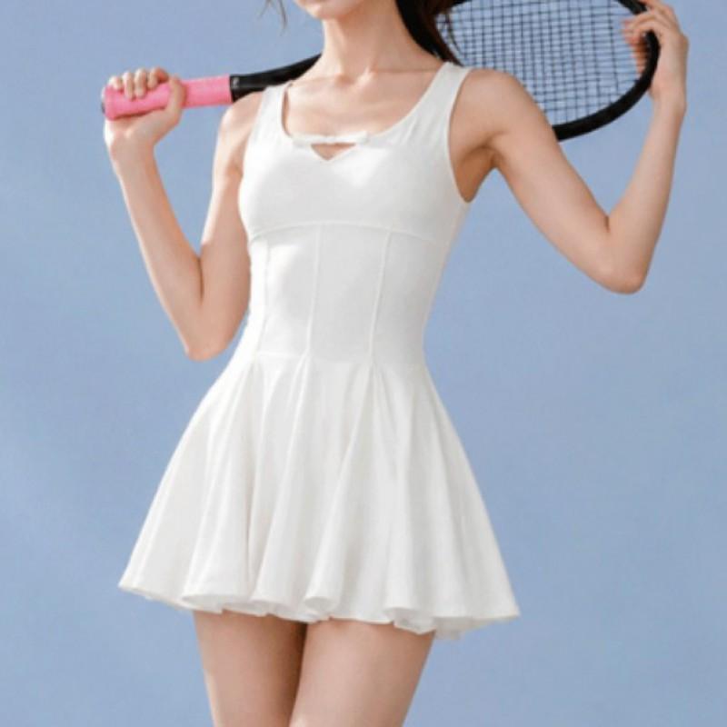 Womens Navy Blue Tennis Jumpsuit With Square Neck Cutout Design High-Stretch Inner Lining Gym Workout Sportswear