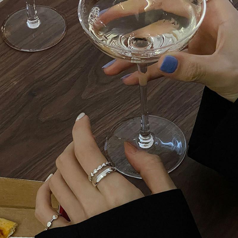 Adorable Korean-inspired Adjustable Heart Shaped Double Layer Silver Ring 2021 Trendy Design For Fashion Enthusiasts