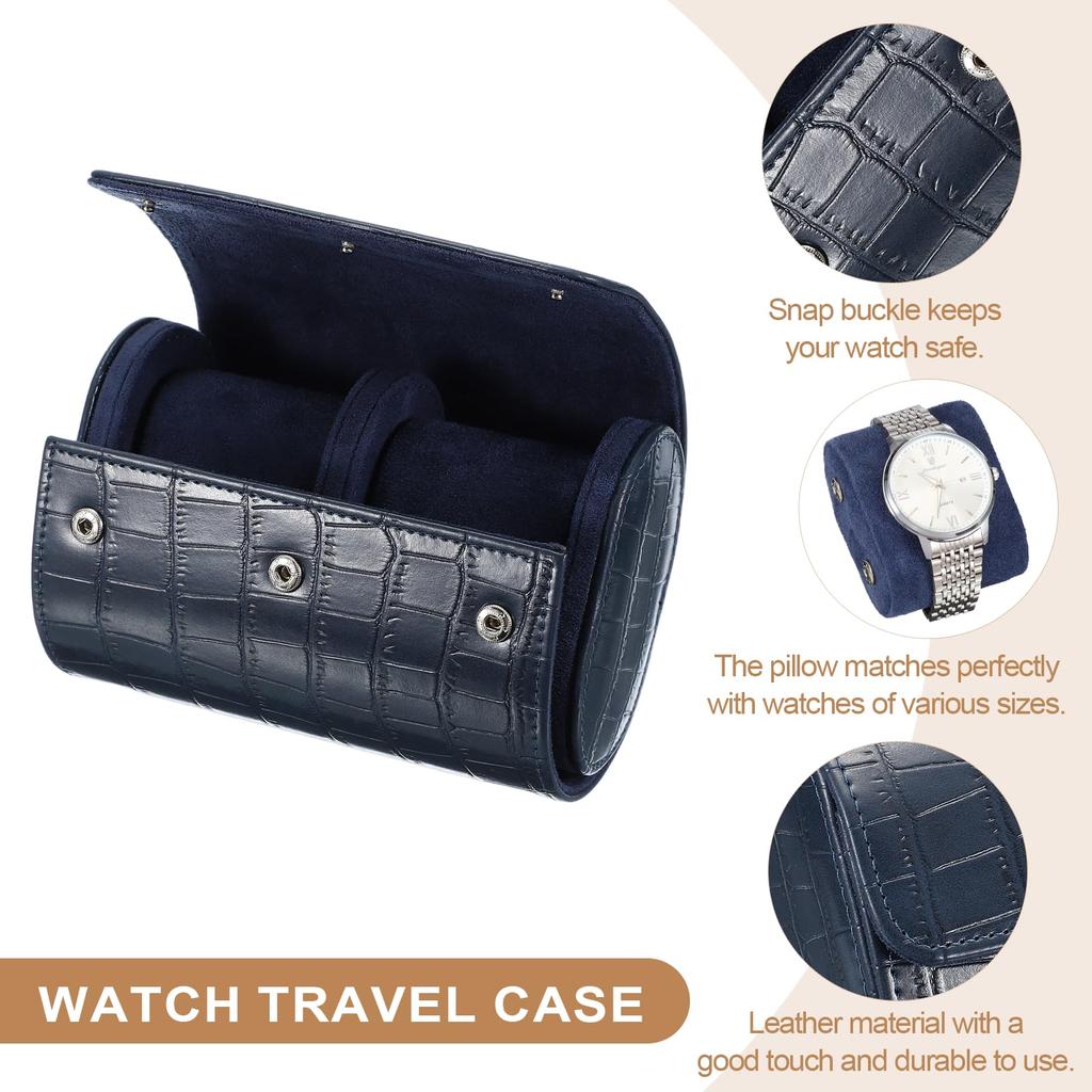 Uxcell Men's Watch Travel Case, Crocodile Pattern Leather, Portable Watch Storage Box, Perfect for Christmas, Birthday, and Anniversary Gifts, 2