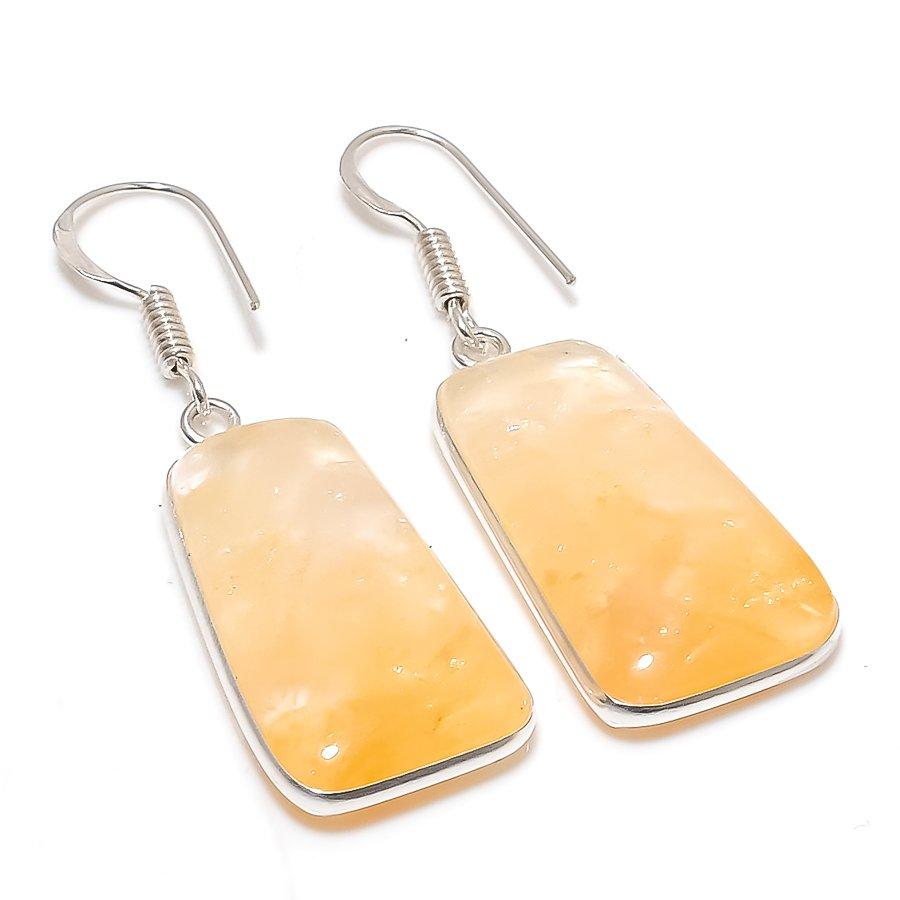 Natural Yellow Aventurine 925 Sterling Silver Jewelry Earring 1.85 AE-12467