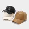 Classic Pu Fabric Baseball Cap With Adjustable Strap And Sun Block For Middleaged Adults