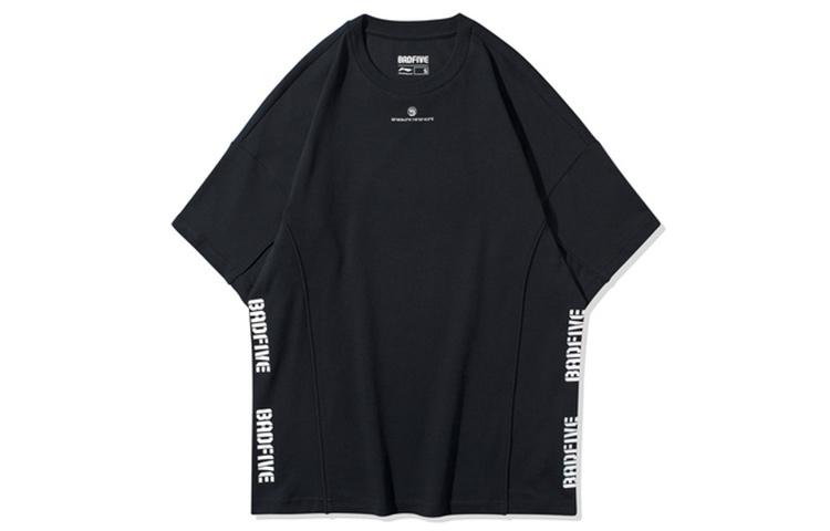 Li Ning T Shirts Women s Black Crew Neck Moderate Straight Fit AHSQ116-3 L