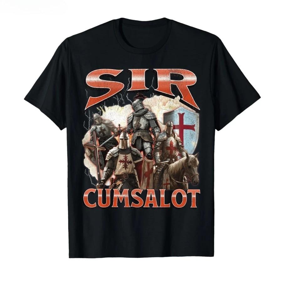 Sir Cumsalot Funny Offensive Knight Meme Bootleg Graphic Tshirt For Unisex Unisex T Shirts Short Sleeve Tops P884