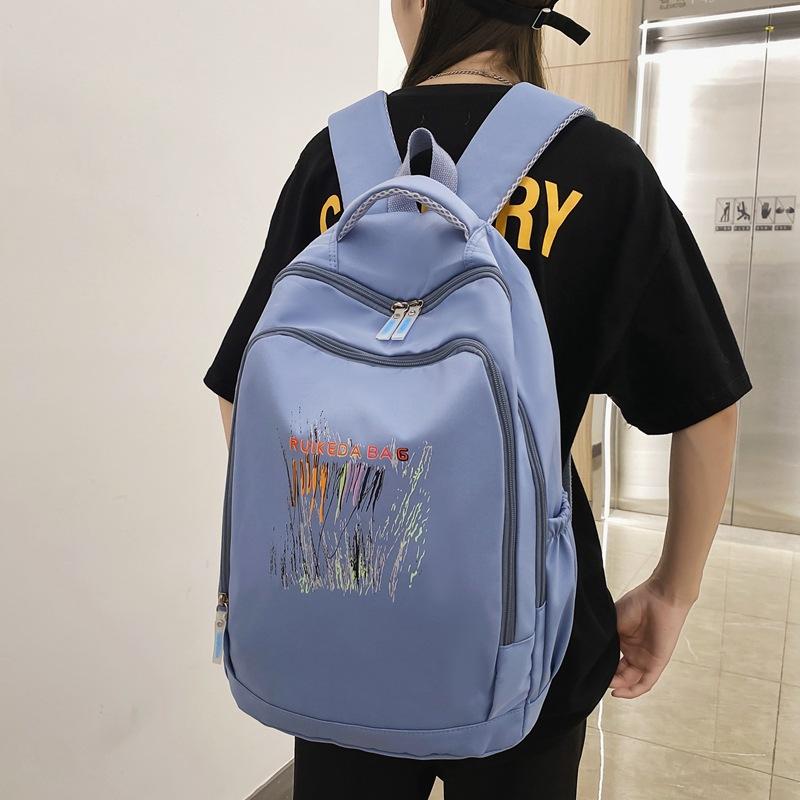 

Повседневный рюкзак простой рюкзак большой вместимости женский ученик средней школы старшеклассник пара школьный портфель новый синий