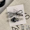 New Ins Wind Clip Sweet Cool Bow Hair Clip Side Senior Sense Hair Card Rhinestone Duckbill Clip Hair Accessories Headwear