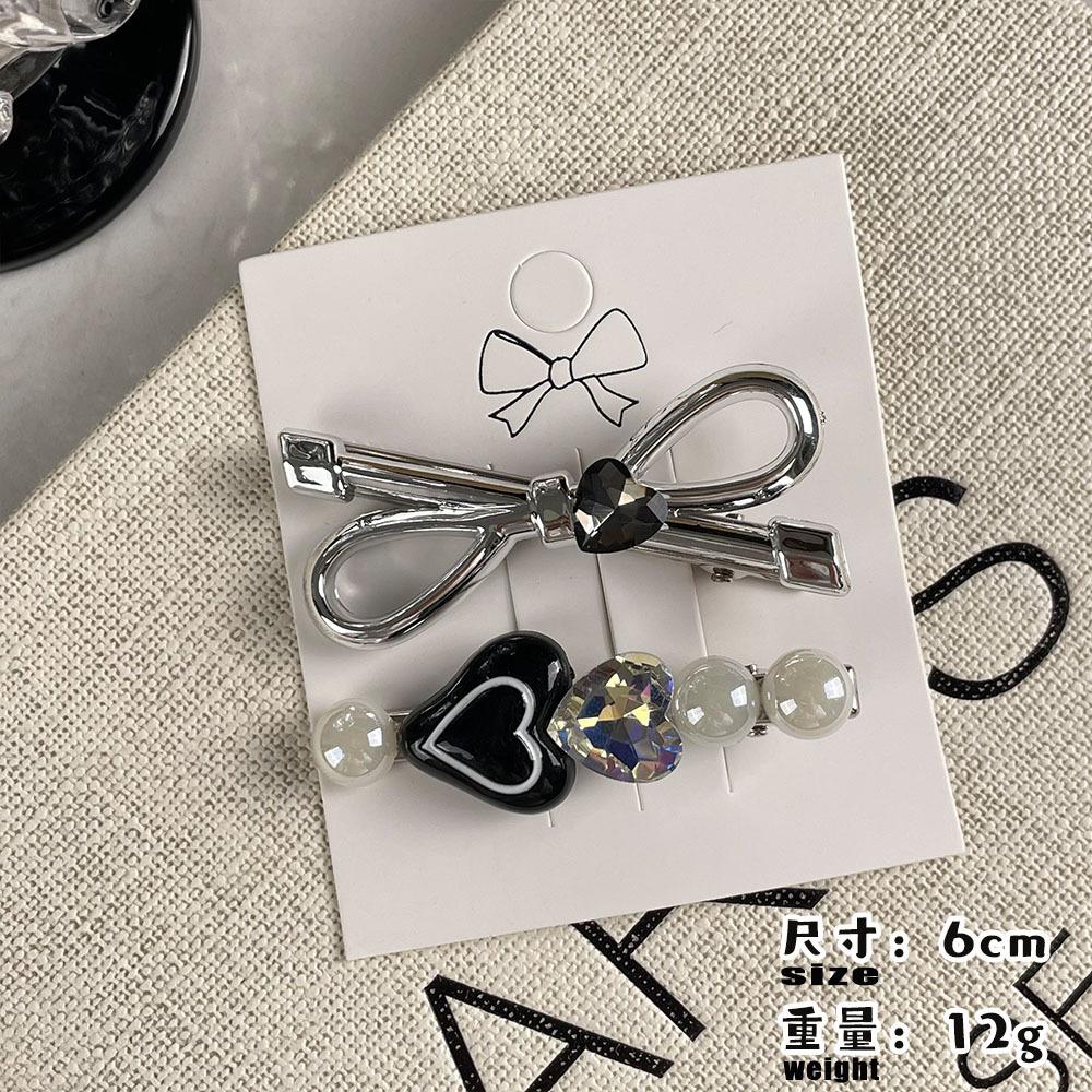 New Ins Wind Clip Sweet Cool Bow Hair Clip Side Senior Sense Hair Card Rhinestone Duckbill Clip Hair Accessories Headwear