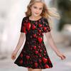 Vestiti Stampati 3D per Bambine Vestito da Festa Corto Manica Corta Principessa Bambina Canotta con Stampa 3D a Forma di Cuore
