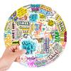 50 Color English Phrase Stickers Car Luggage Refrigerator Mobile Phone Computer Decorative Stickers