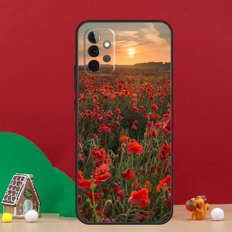 Red Corn Poppy Flower Case For Samsung Galaxy A56 A33 A13 A36 A23 A52 A32 A12 A54 A34 A14 A16 A53 A15 A35 A55 A17