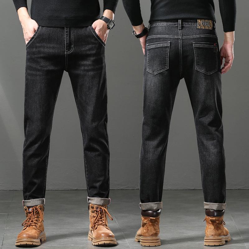 Pánské módní vyšívané elastické džíny - Slim Fit, mladistvý high street styl