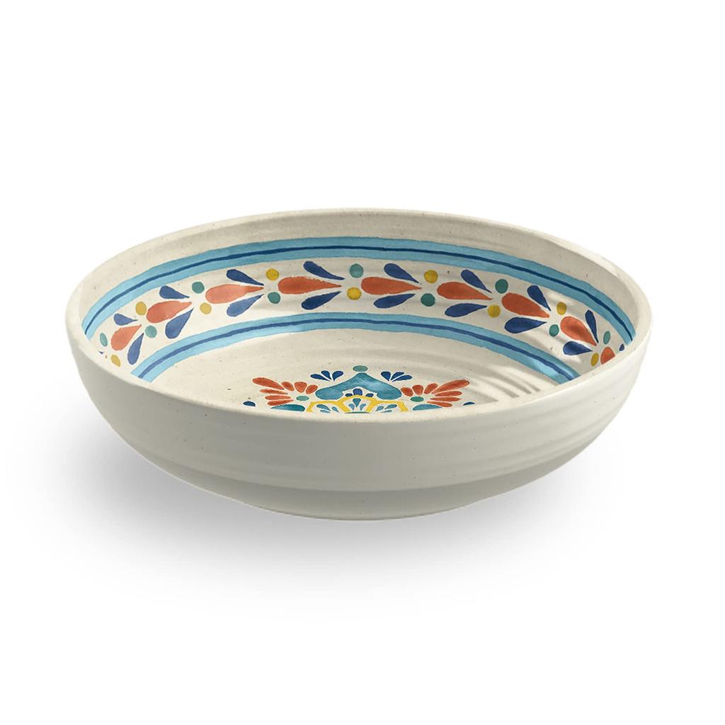 Abode Homewares Design and Unbreakable Tableware BPA La Cena MEDALLION Serving Cereal Diameter Safe for Cafe Dishwasher Birthday Bamboo Melamine White