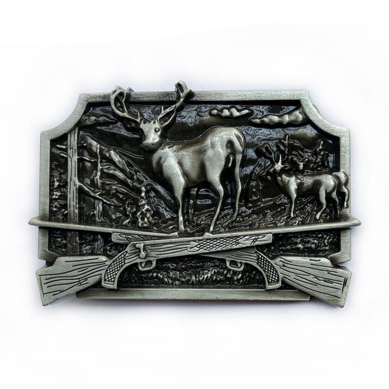 Ethnic Style Zinc Alloy Belt Buckle with Plum Blossom and Deer Hunting Design