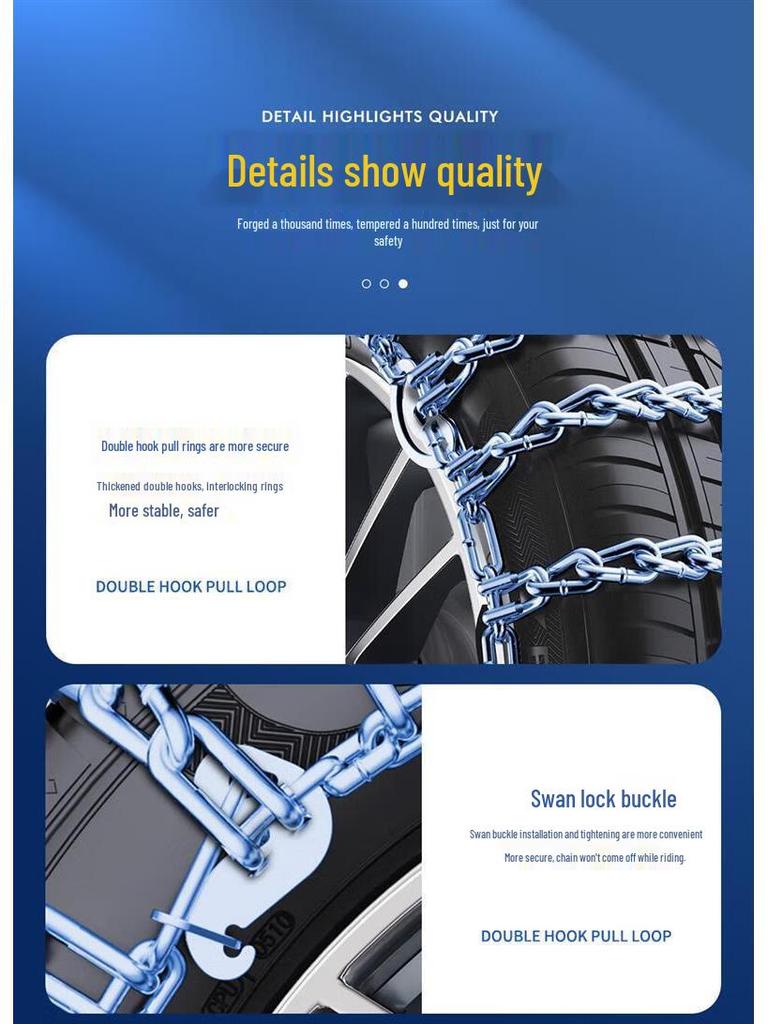 Univerzální protiskluzové sněhové řetězy pro auta, SUV, sedany, nákladní vozy – Snadné vyjetí ze sněhu, není potřeba zvedák