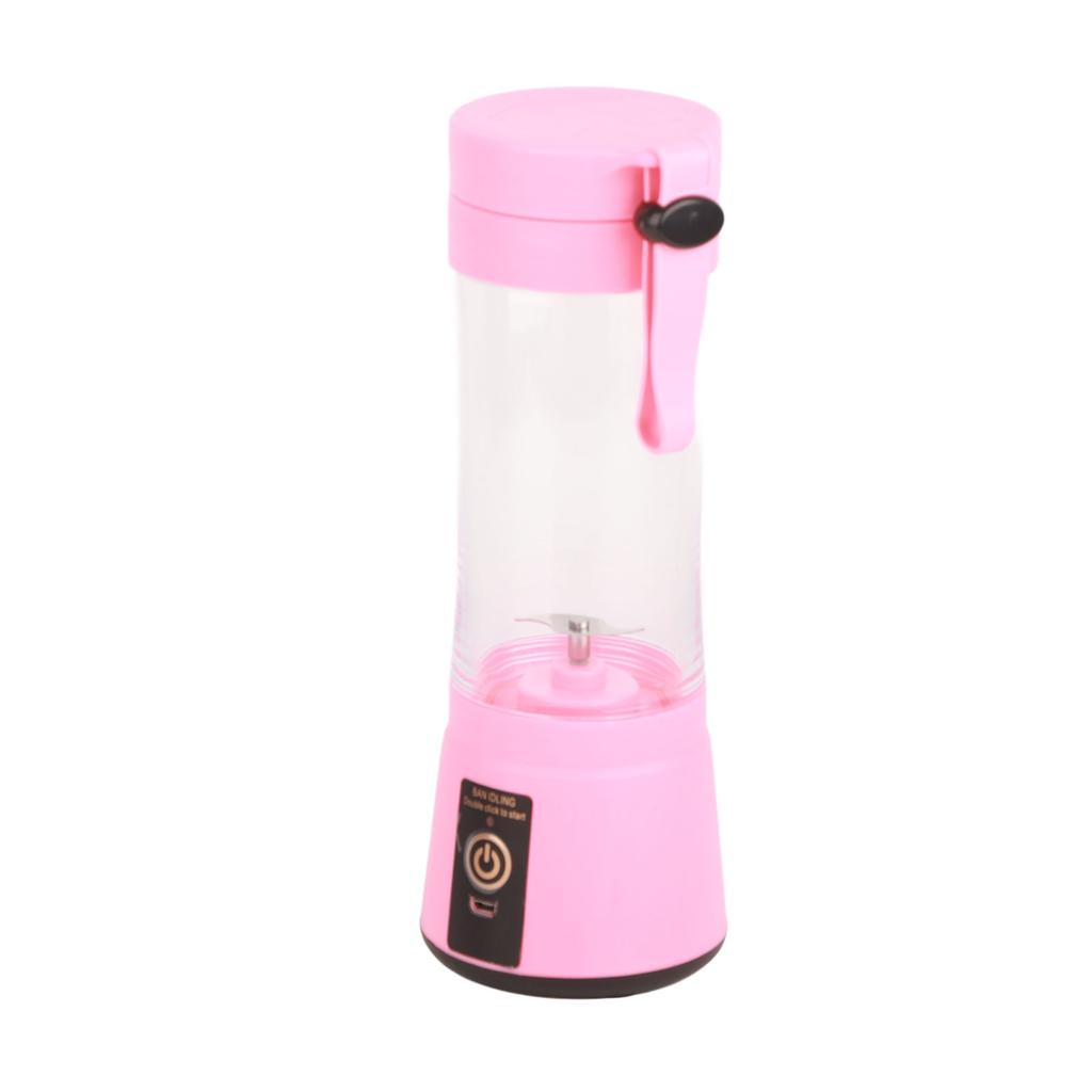 Portable Juicer Machine Pink Two Leaf Stainless Steel Blade Plastic 2000mAh Rechargeable Home Juicing Cup Blender Juicer