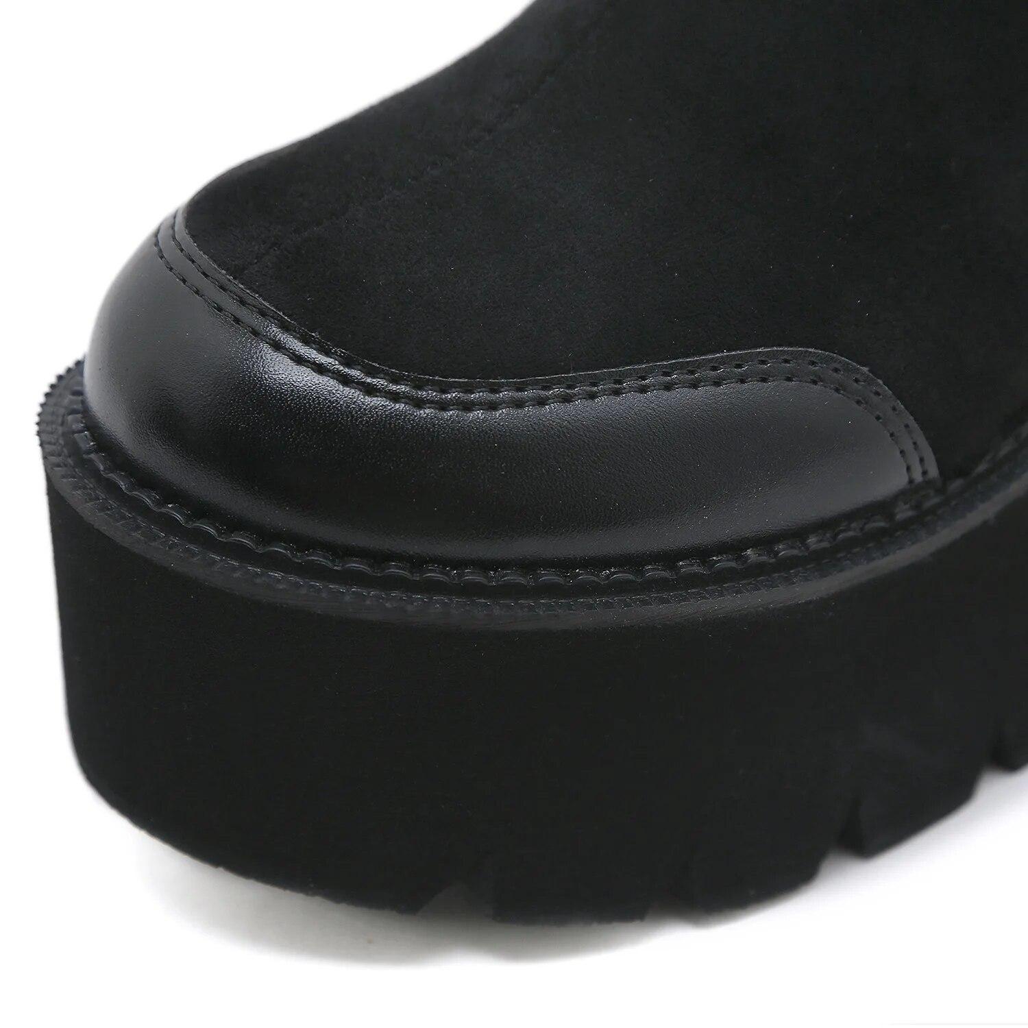 Осенне-зимние новые модные женские ботинки на толстой подошве и толстом каблуке — фото 10