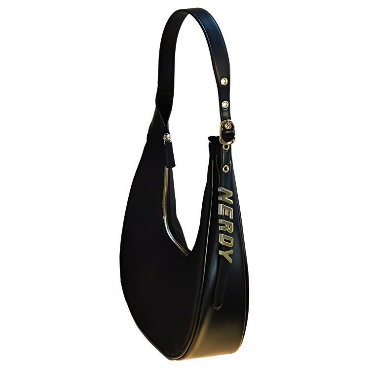 New NERDY Nylon Crescent Bag Shoulder Bag Women's Black/Cream PNES23AA22