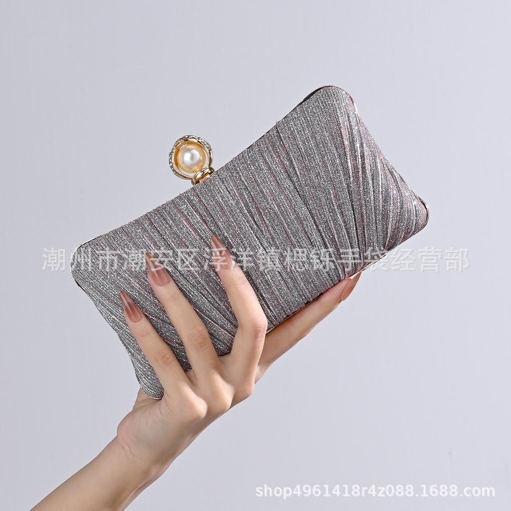 Luxury Design Women Evening Clutch Bag Shoulder Bag Party Wedding Prom Birthday Long Square Bags Pleated Elegant Handbag Purse