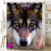 High-Definition Animal Print Shower Curtain Wolf Face Design For Bathroom Decor In Purple Color Made With Durable Material (Blue